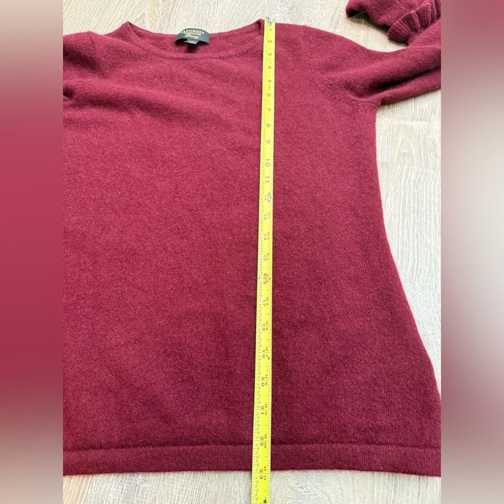 Charter Club Luxury 100% Cashmere Sweater Ruffle Bell Sleeves Burgundy Small - Picture 5 of 8